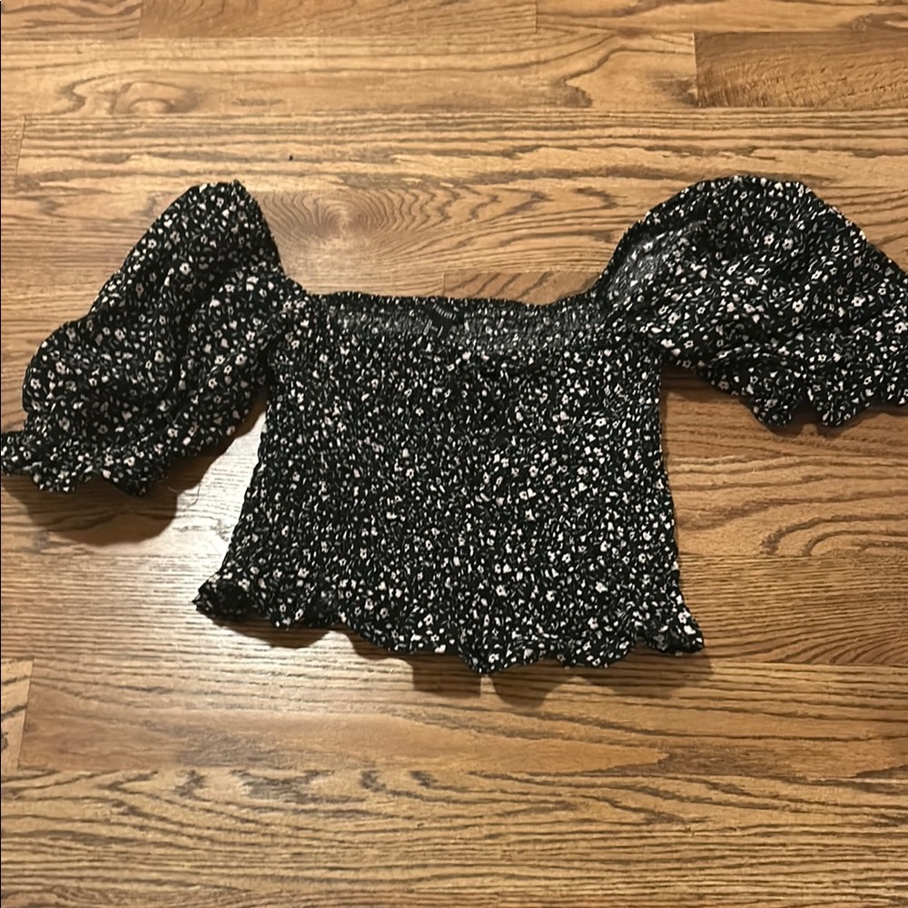 Black Floral Women's Top